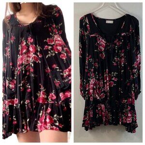 Altar’d State Floral Ruffle Trimmed Babydoll Style Dress Size Medium